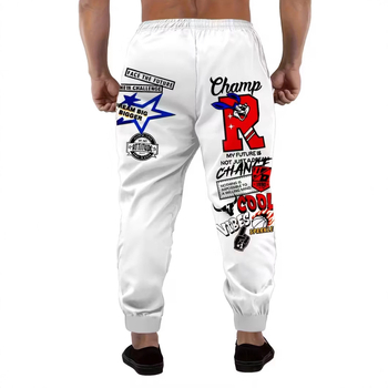 Ανδρικά παντελόνια με χαλαρή γραμμή, ψηφιακή εκτύπωση γραμμάτων, στυλ δρόμου, με κορδόνι στη μέση, ίσιο προς τον αστράγαλο