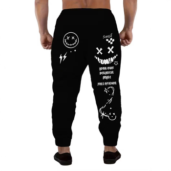 Ανδρικά παντελόνια με χαλαρή γραμμή, ψηφιακή εκτύπωση γραμμάτων, στυλ δρόμου, με κορδόνι στη μέση, ίσιο προς τον αστράγαλο