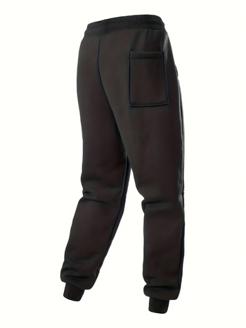 Ανδρικά παντελόνια φόρμας με χαλαρή γραμμή, μέση με κορδόνι και φλις από πολυεστέρα (Χαλαρή γραμμή; Μέση: μεσαία-υψηλή; Κορδόνι στη μέση; Φλις από πολυεστέρα; Χειμερινή καθημερινή χρήση)