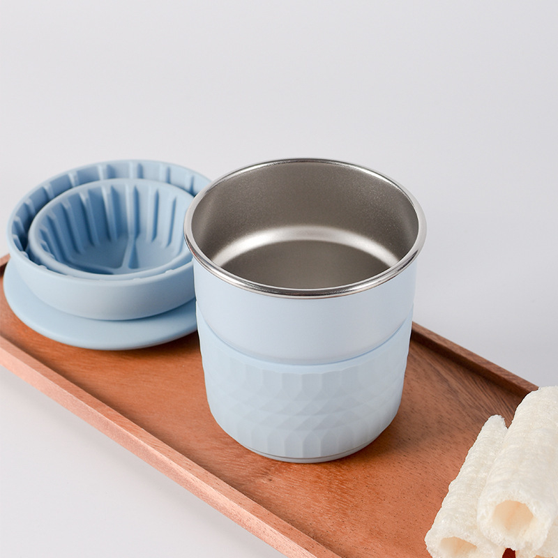 Set cafea pentru infuzie manuală pentru exterior, cu filtru de silicon, kit portabil pentru camping în mașină, calitate premium, personalizare disponibilă