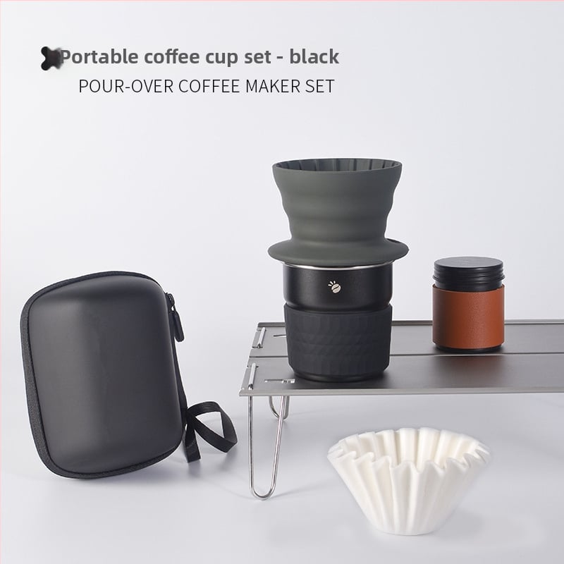Set cafea pentru infuzie manuală pentru exterior, cu filtru de silicon, kit portabil pentru camping în mașină, calitate premium, personalizare disponibilă