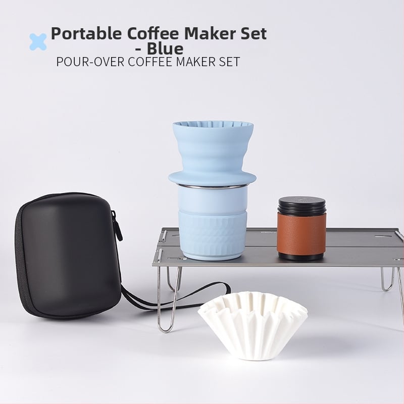 Set cafea pentru infuzie manuală pentru exterior, cu filtru de silicon, kit portabil pentru camping în mașină, calitate premium, personalizare disponibilă