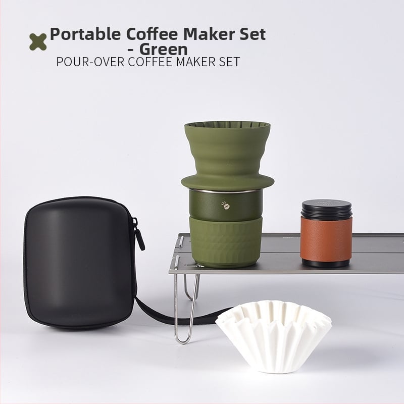 Set cafea pentru infuzie manuală pentru exterior, cu filtru de silicon, kit portabil pentru camping în mașină, calitate premium, personalizare disponibilă