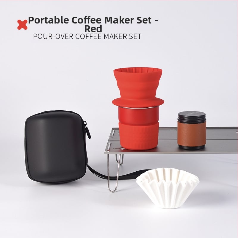 Set cafea pentru infuzie manuală pentru exterior, cu filtru de silicon, kit portabil pentru camping în mașină, calitate premium, personalizare disponibilă