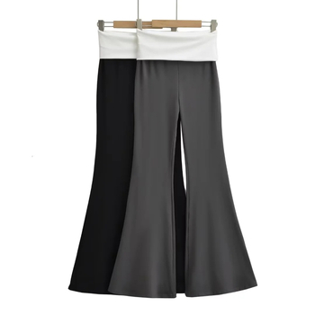 Ženske hlače za jogu s visokim strukom, pamuk-spandeks tkanina, mikro kroj, dizajn u skladu boja, ljeto 2024