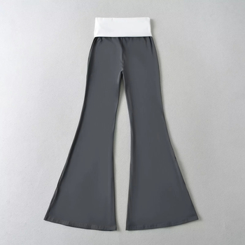 Йога панталони с висока талия, памук-спандекс смес, микро модел, дизайн с цветово съчетаване, летен сезон 2024