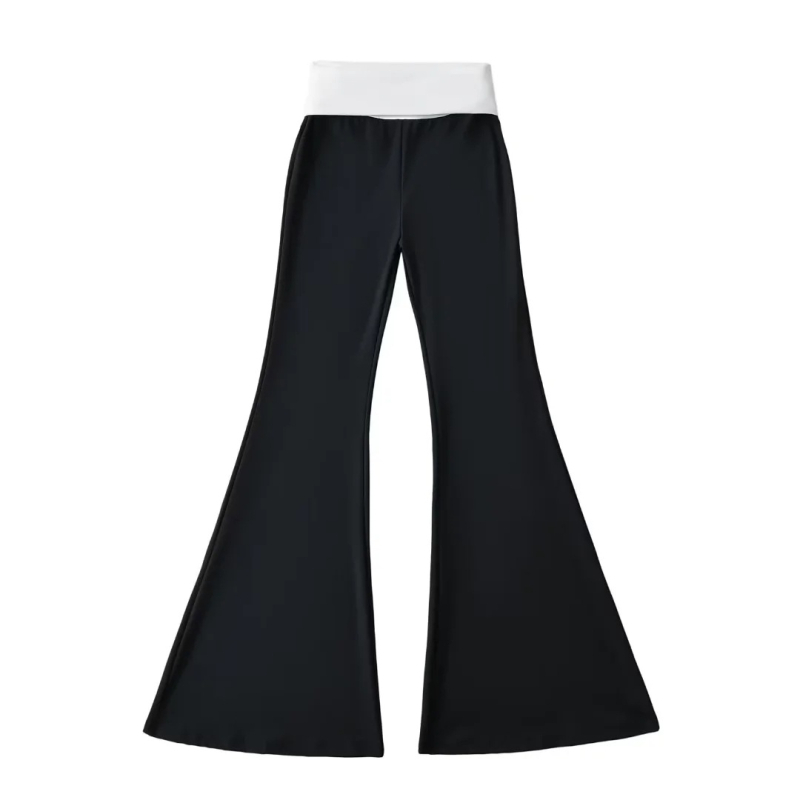 Ženske hlače za jogu s visokim strukom, pamuk-spandeks tkanina, mikro kroj, dizajn u skladu boja, ljeto 2024