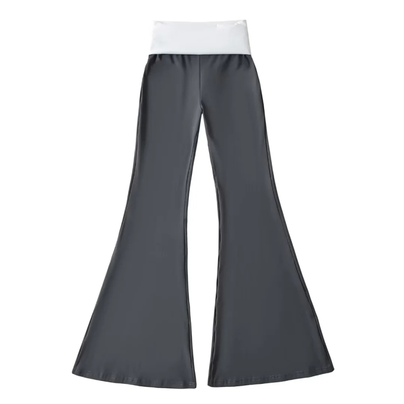 Ženske hlače za jogu s visokim strukom, pamuk-spandeks tkanina, mikro kroj, dizajn u skladu boja, ljeto 2024