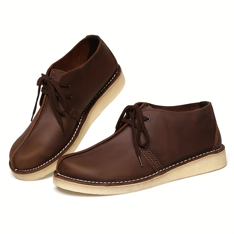 Férfi kültéri casual cipő vastag magasságot növelő talppal, fűzős, felsőrész Top Layer Cowhide, talp Smoke Rubber, kerek orr