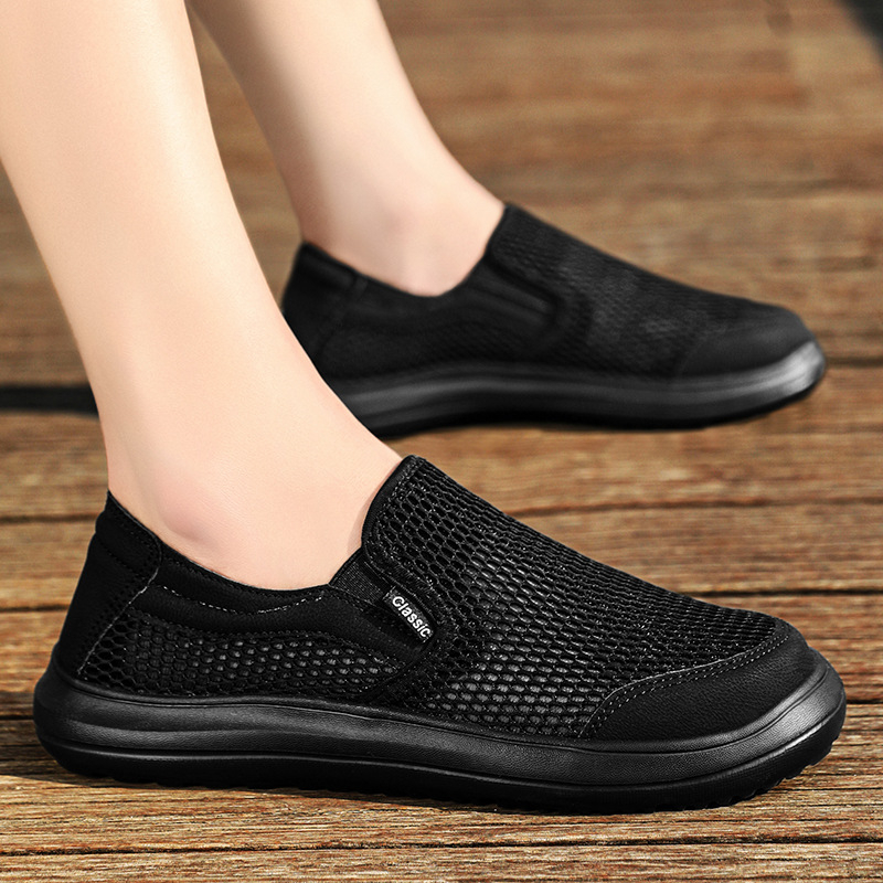 Vīriešu slip-on kedas ar sietveida augšdaļu, elpojošas, zems profils, EVA zole