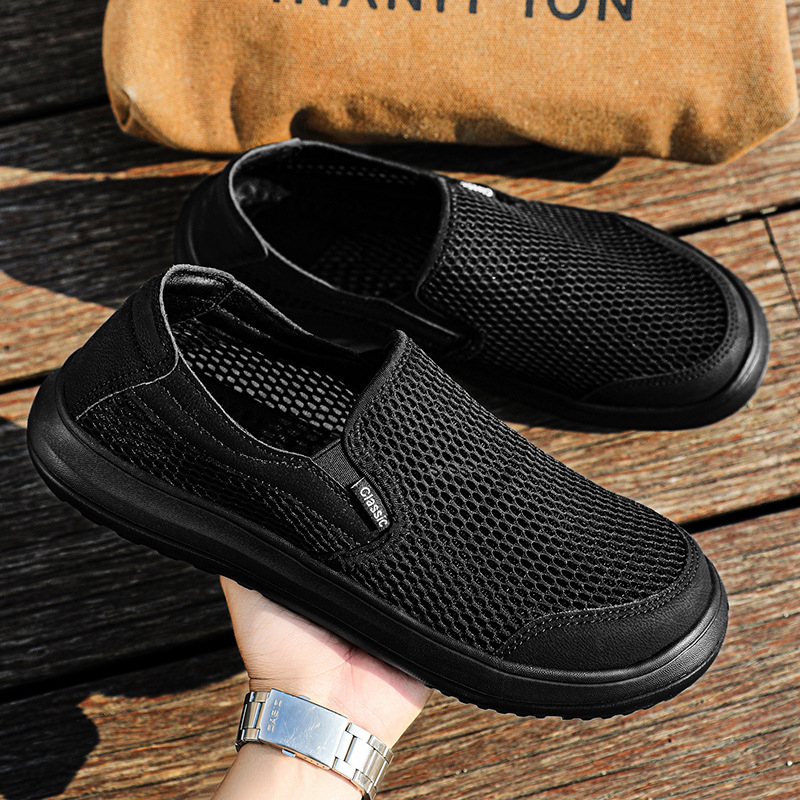 Vīriešu slip-on kedas ar sietveida augšdaļu, elpojošas, zems profils, EVA zole