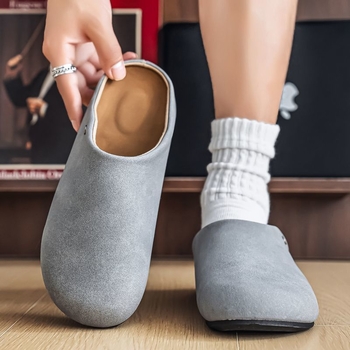 Férfi suede mokaszín-müla vulkanizált gumi talppal, casual slip-on