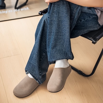 Férfi suede mokaszín-müla vulkanizált gumi talppal, casual slip-on