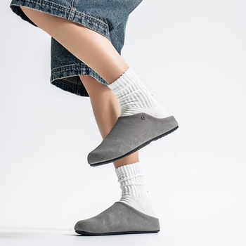 Férfi suede mokaszín-müla vulkanizált gumi talppal, casual slip-on