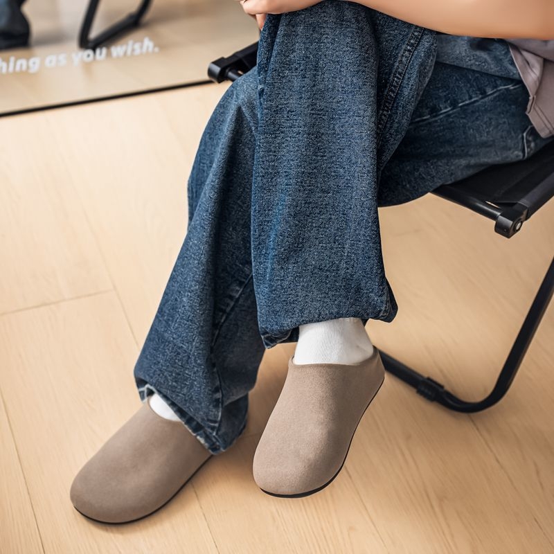 Férfi suede mokaszín-müla vulkanizált gumi talppal, casual slip-on