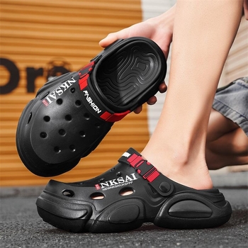 Ανδρικά EVA σανδάλια με στρογγυλή μύτη και μοτίβο κρανίου – αθλητικά με κλειστή μύτη, χωρίς κορδόνια, για καλοκαίρι