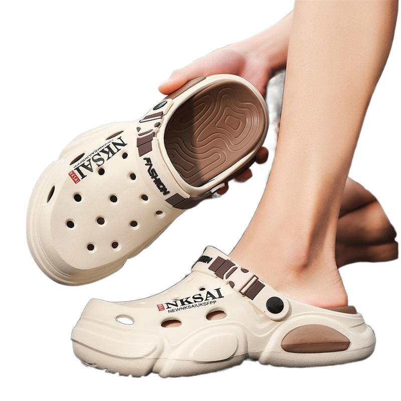 Férfi EVA szandál kerek orrú koponya mintával – sportos, zárt orr, slip-on, nyárra