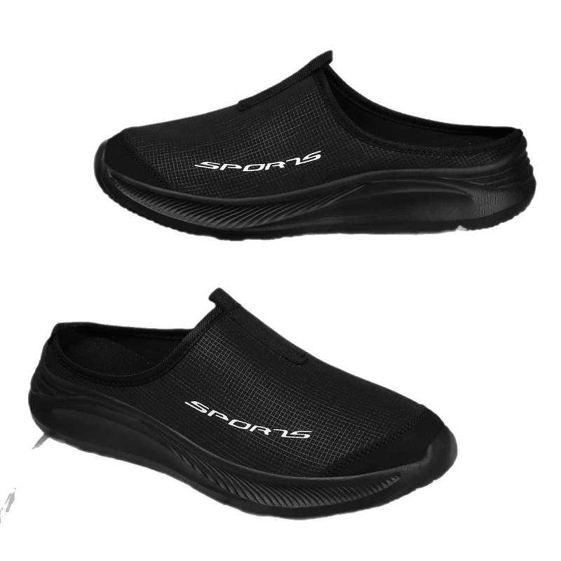 Uniszex kényelmes papucs hálós felsőrésszel, egyszínű dizájn, kerek orr, EVA talp, sík sarok