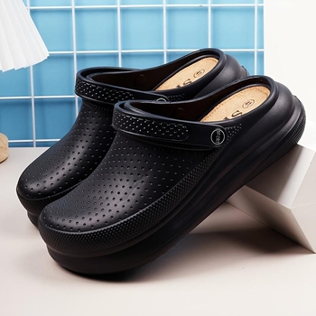 Cap Toe Clogs - Velvet Upper, Hemp Braided Sole, Slip-On, Sports Style, 2024 Spring