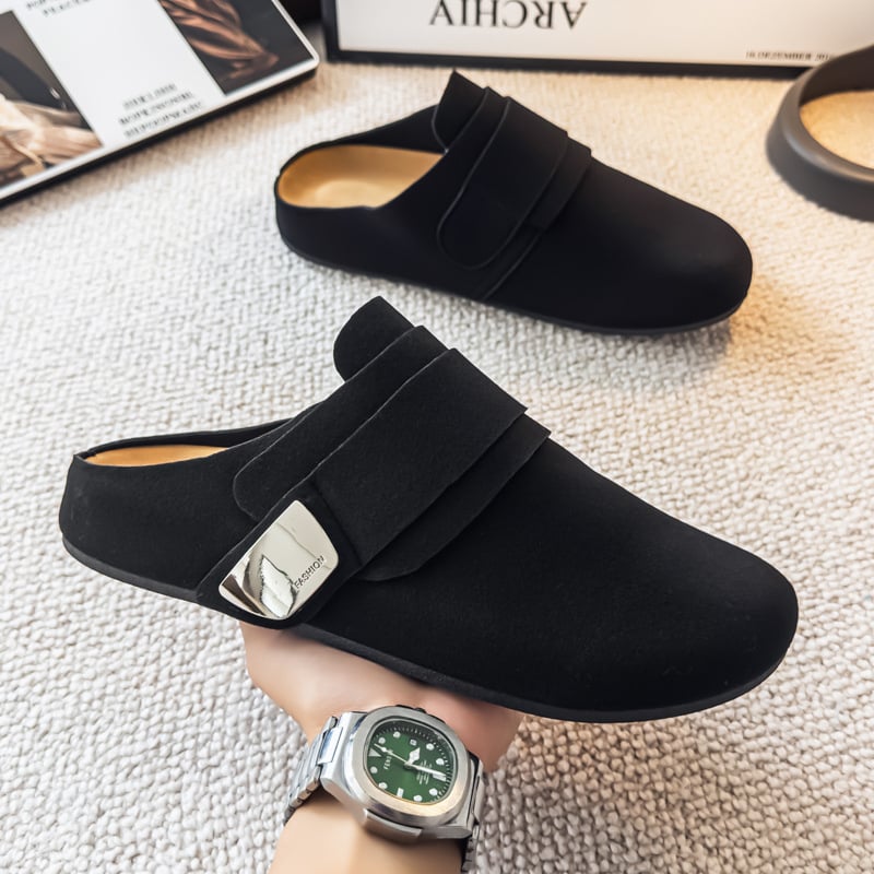 Toe Cap Slip-On cipő — velúr felsőrész, gumi talp, ragasztott konstrukció, hétköznapi stílus