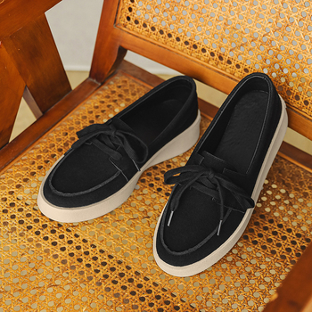 Ανδρικά καθημερινά slip-on loafers, χωρίς κορδόνια, σουέντ επάνω, παχιά σόλα από καουτσούκ, PU εσωτερική σόλα, φινίρισμα αρχαιωμένου δέρματος