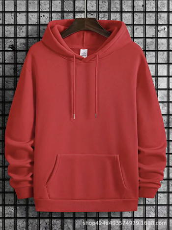 Hanorac cu glugă pentru bărbați, stil pulover, căptușeală fleece, poliester 96%+