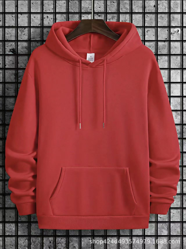 Hanorac cu glugă pentru bărbați, stil pulover, căptușeală fleece, poliester 96%+