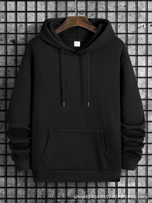 Hanorac cu glugă pentru bărbați, stil pulover, căptușeală fleece, poliester 96%+