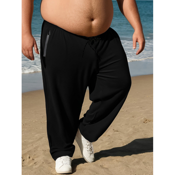 Férfi hosszú sportnadrág fleece belsővel, lazán szabott, elasztikus derekú, Lycra anyagú, négy évszakos viselet