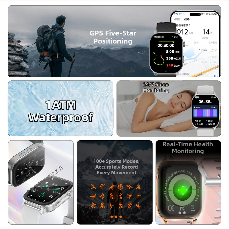 LC211 GPS inteligentné hodinky s dynamickým meraním srdcového tepu, sledovanie spánku a detekcia kyslíka v krvi, odolné voči vode pre plávanie