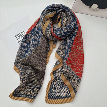 Plisētais Paisley šalle sievietēm, elegants un maigā, kokvilnas warp-knit šalle, termiskā aizsardzība un UV aizsardzība, pavasaris-rudens