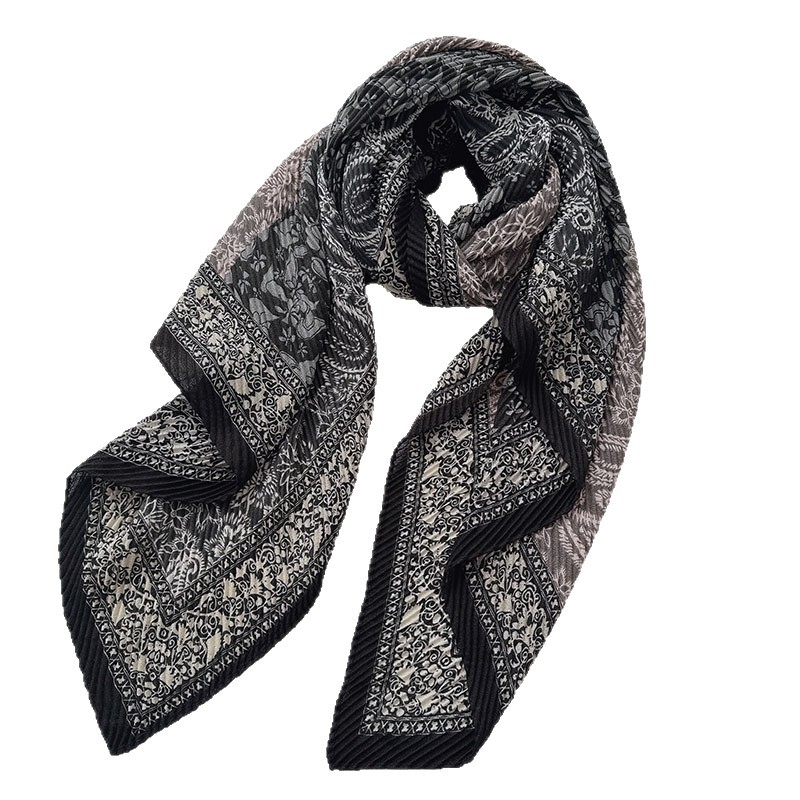 Plisētais Paisley šalle sievietēm, elegants un maigā, kokvilnas warp-knit šalle, termiskā aizsardzība un UV aizsardzība, pavasaris-rudens