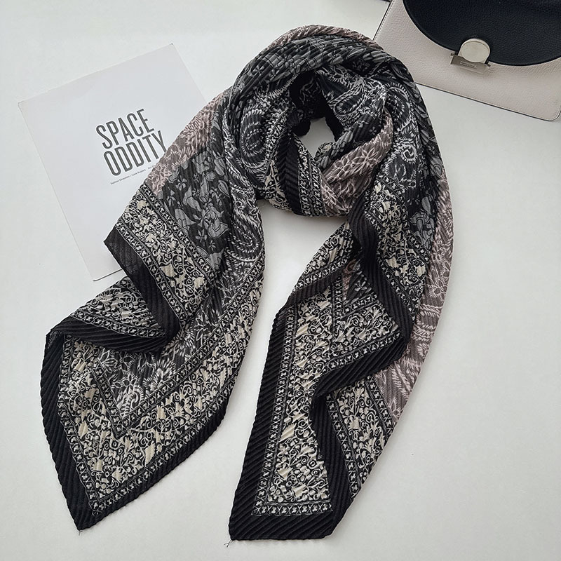 Plisētais Paisley šalle sievietēm, elegants un maigā, kokvilnas warp-knit šalle, termiskā aizsardzība un UV aizsardzība, pavasaris-rudens