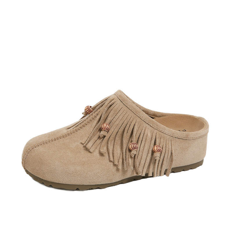 Retro loafers su sagenėmis, mikropluošto viršus, gumos padas, PU įdėklas, apvali nosis, slepiama vidinė aukščio didinimo sistema, ruduo 2025