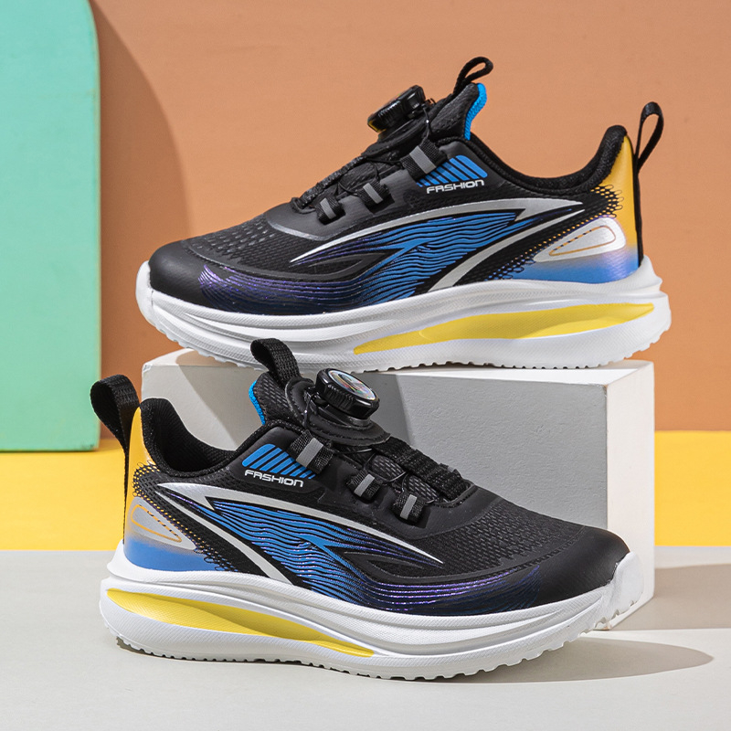 Αθλητικά παπούτσια για αγόρια με περιστροφικό κούμπωμα, άνω από τεχνητό δέρμα, αντιολισθητικά και ανθεκτικά, σόλα MD