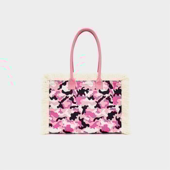 Sieviešu canvas tote soma ar kamuflāžas rakstu, mīksta, piemērota brīvā laika ceļojumiem, preces kods B-b 030024, Ziemas 2023 izlaidums