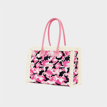 Дамска Tote чанта с камуфляжен принт, платнена, мека, подходяща за свободно време и пътуване, код B-b 030024, зимно издание 2023