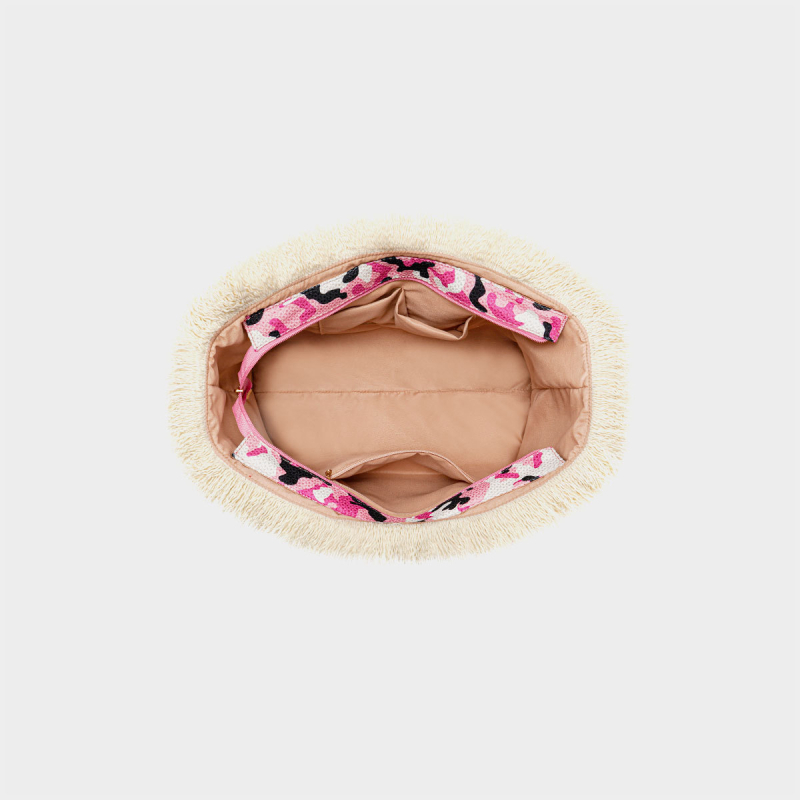 Sieviešu canvas tote soma ar kamuflāžas rakstu, mīksta, piemērota brīvā laika ceļojumiem, preces kods B-b 030024, Ziemas 2023 izlaidums