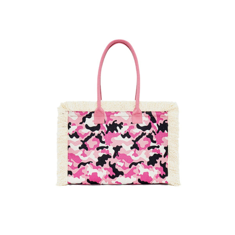 Sieviešu canvas tote soma ar kamuflāžas rakstu, mīksta, piemērota brīvā laika ceļojumiem, preces kods B-b 030024, Ziemas 2023 izlaidums