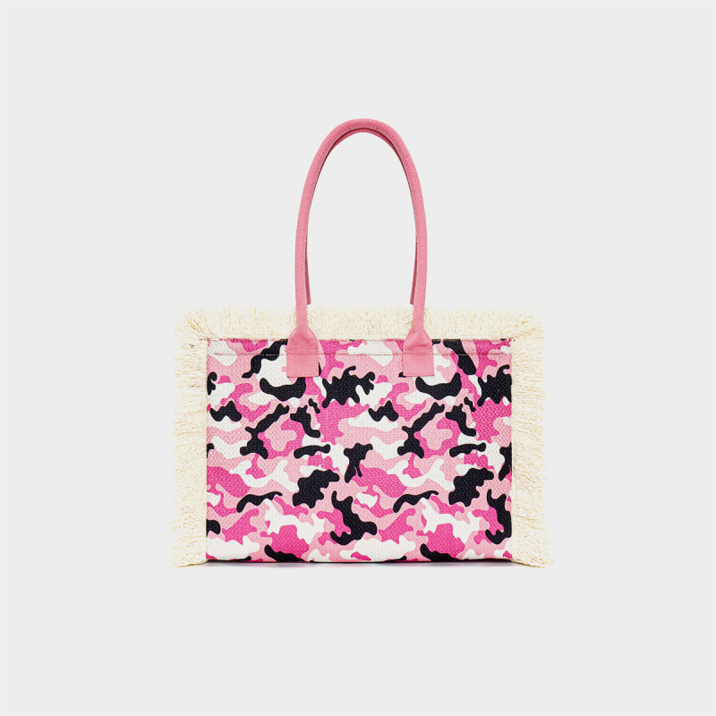 Sieviešu canvas tote soma ar kamuflāžas rakstu, mīksta, piemērota brīvā laika ceļojumiem, preces kods B-b 030024, Ziemas 2023 izlaidums