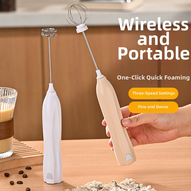 Безжичен електрически ръчен миксер с 3 скорости, пяна за мляко и разбъркваща приставка за яйца, 150W, модел D6