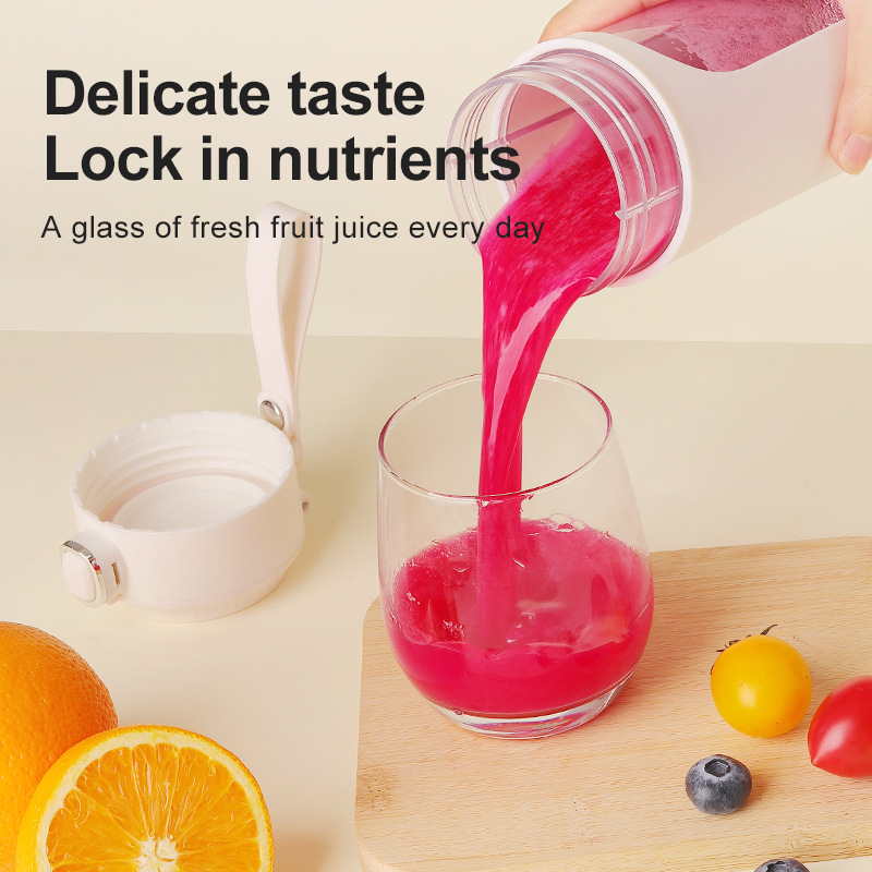 Hordozható elektromos gyümölcslé-kanna USB töltéssel, 20001–22000 RPM, 50W, kapacitás 400 ml, beépített 1200 mAh akkumulátor