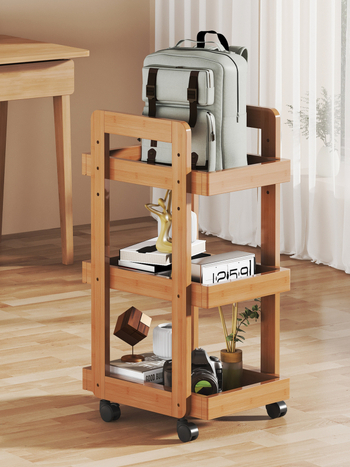 Hordozható 3-rétegű teáskocsi tealevél-tárolóval, padlóra álló, utazáshoz