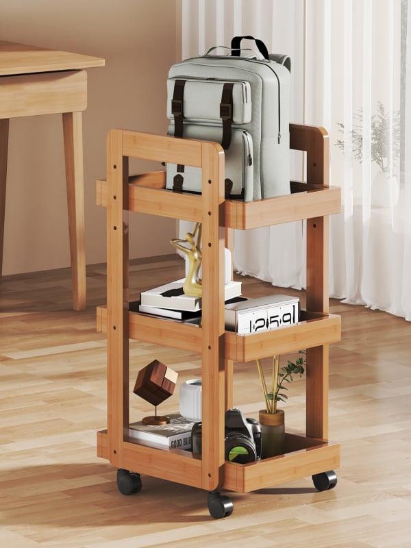 Hordozható 3-rétegű teáskocsi tealevél-tárolóval, padlóra álló, utazáshoz