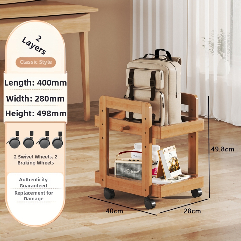 Hordozható 3-rétegű teáskocsi tealevél-tárolóval, padlóra álló, utazáshoz