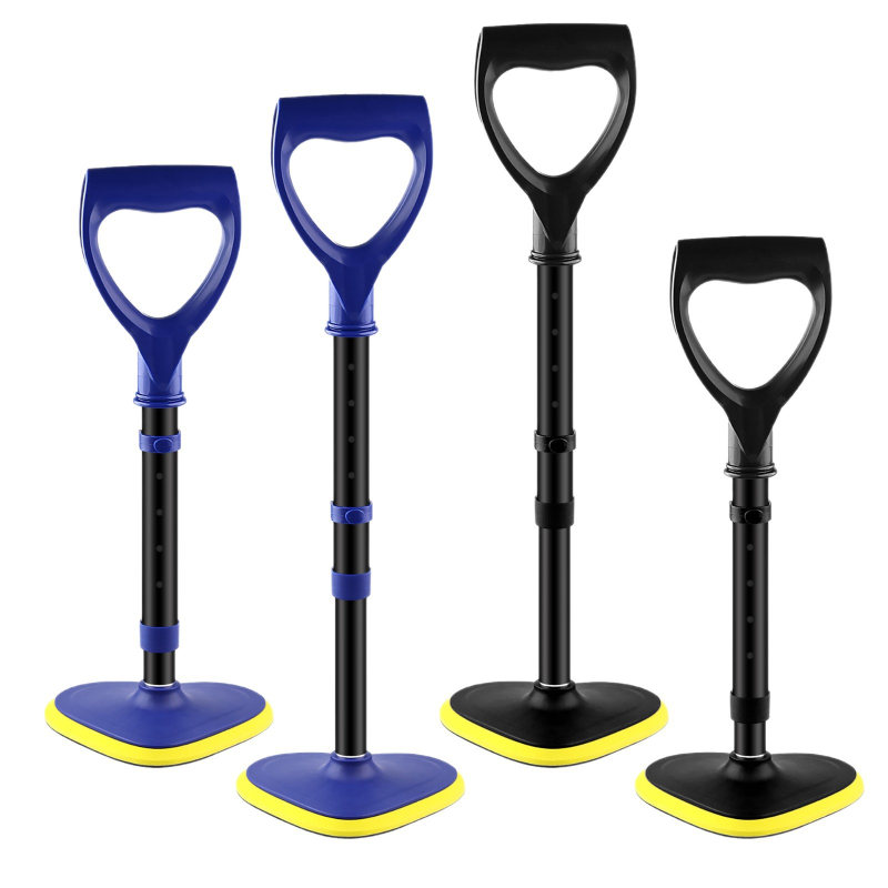 Reguliuojamo aukščio stovėjimo pagalbinė priemonė su kelių lygių rankena senyviems žmonėms ir nėščioms moterims