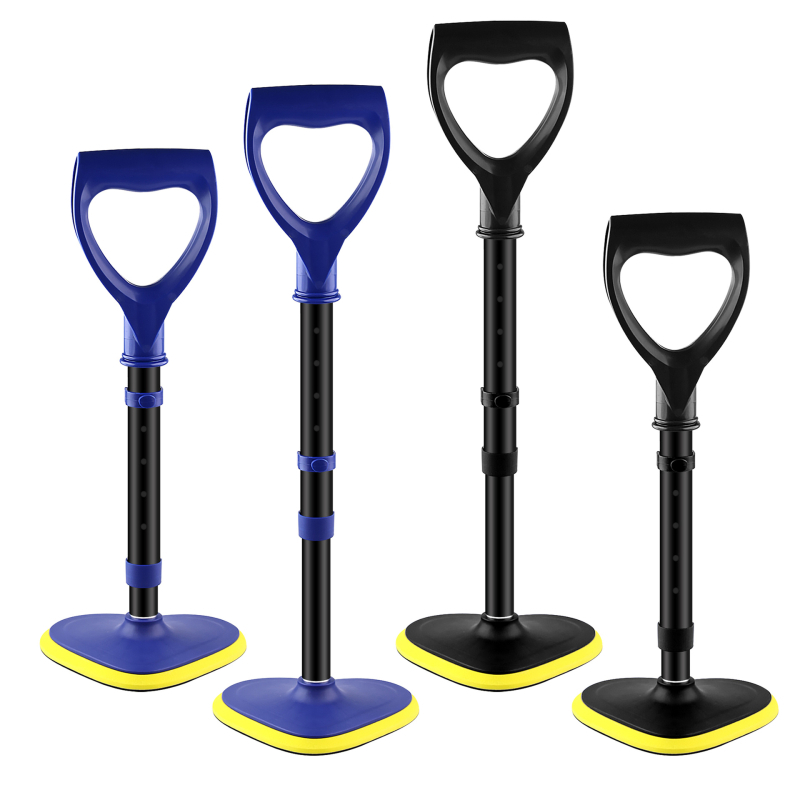 Reguliuojamo aukščio stovėjimo pagalbinė priemonė su kelių lygių rankena senyviems žmonėms ir nėščioms moterims