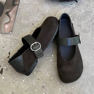 Mule din velur cu imprimeu leopard, curea cu cataramă, vârf rotund, toc mic, talpă din cauciuc