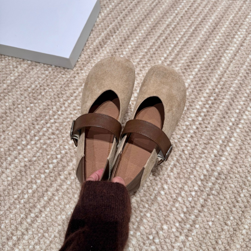 Mule din velur cu imprimeu leopard, curea cu cataramă, vârf rotund, toc mic, talpă din cauciuc