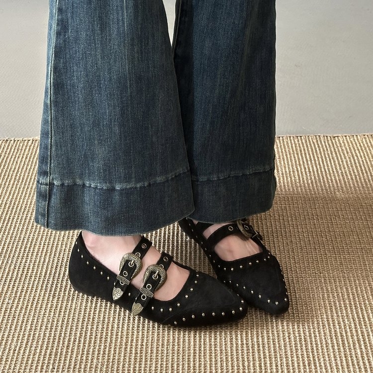 Cipele Mary Jane za žene s Velcro zatvaračem, PU gornji dio, gumena potplat, niski peta, korejski stil